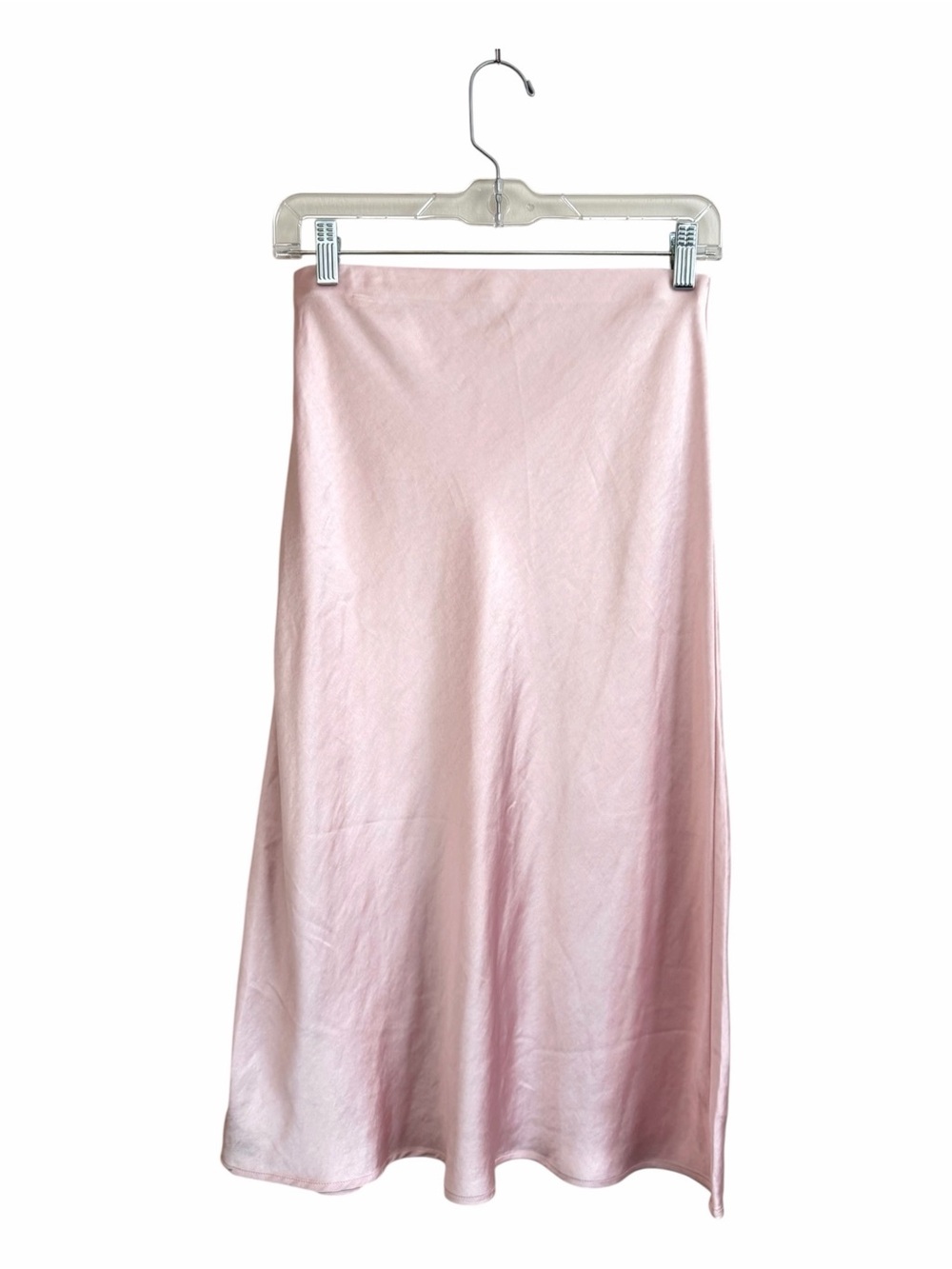 William B Silky Satin Pull On Midi Skirt Light Pink Size Small